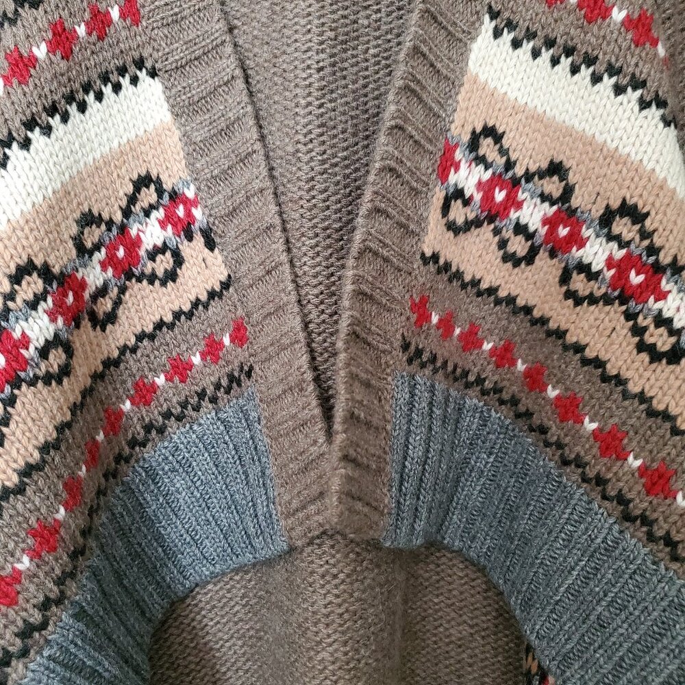 Autumn Cashmere NWT Taupe Aztec Southwestern Waterfall Draped Cardigan M - Picture 4 of 8